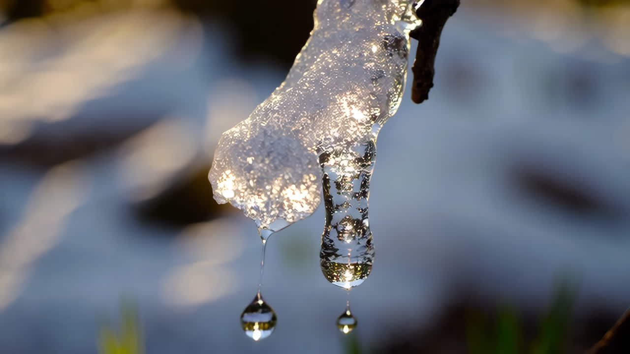 Close up of a melting icicle