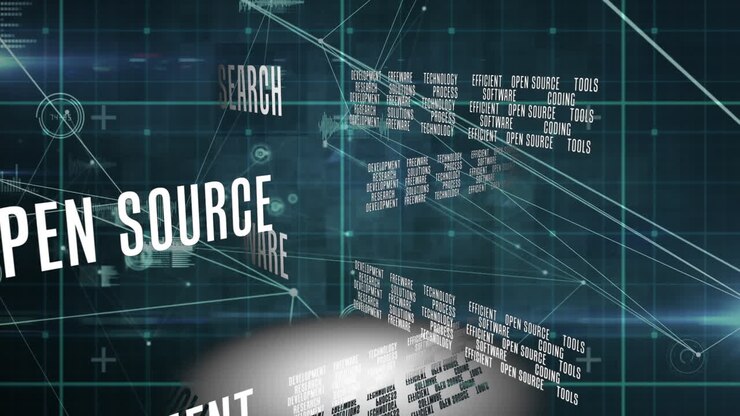 Animation of network of connections and business concept texts against green background