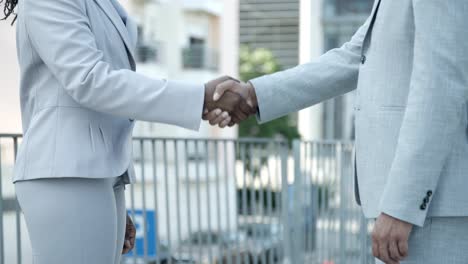 Slow motion shot of business handshake