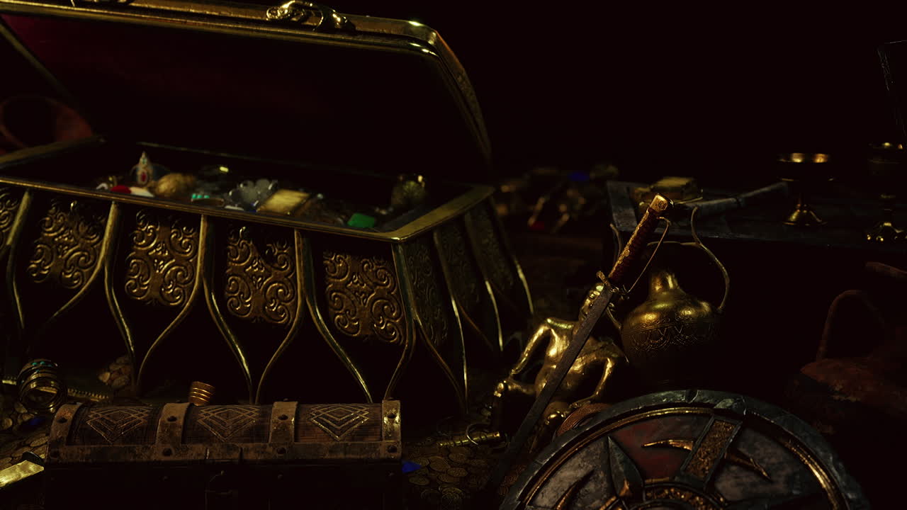 어 ⁇  속에서 보석과 금 동전을