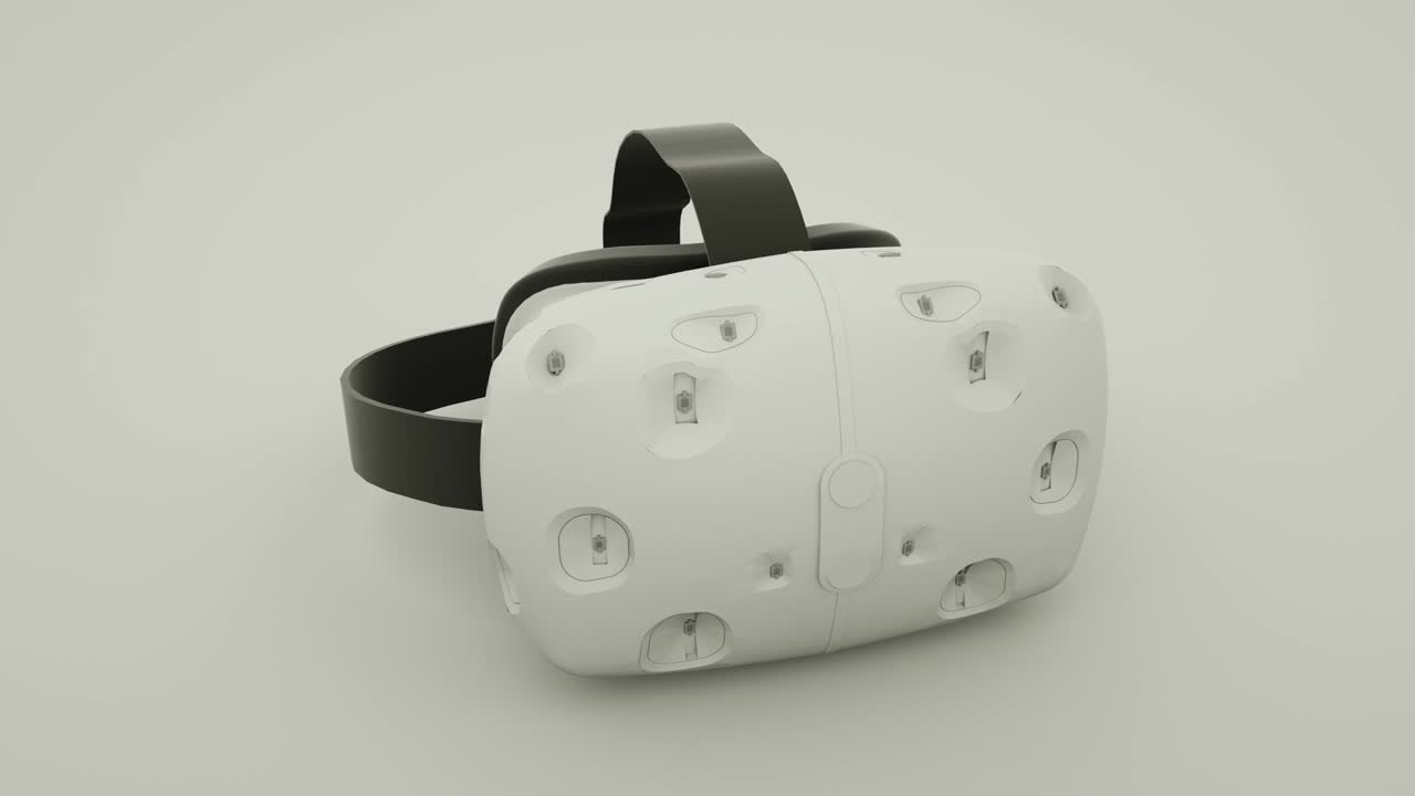 Virtual Reality Headset. Helmet Augmented Reality Loop Rotate on Grey Background