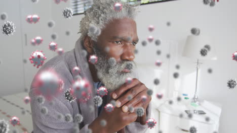 animación de células de virus sobre un hombre afroamericano