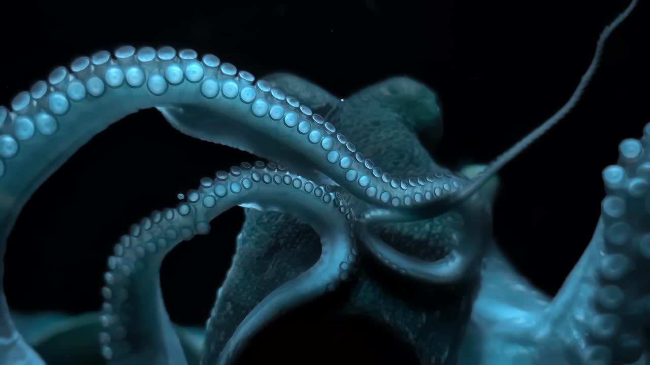 Close-Up of an Octopus in the Deep Ocean