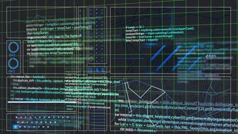 animación del procesamiento de datos sobre un fondo negro