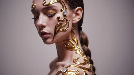 golden face art portrait