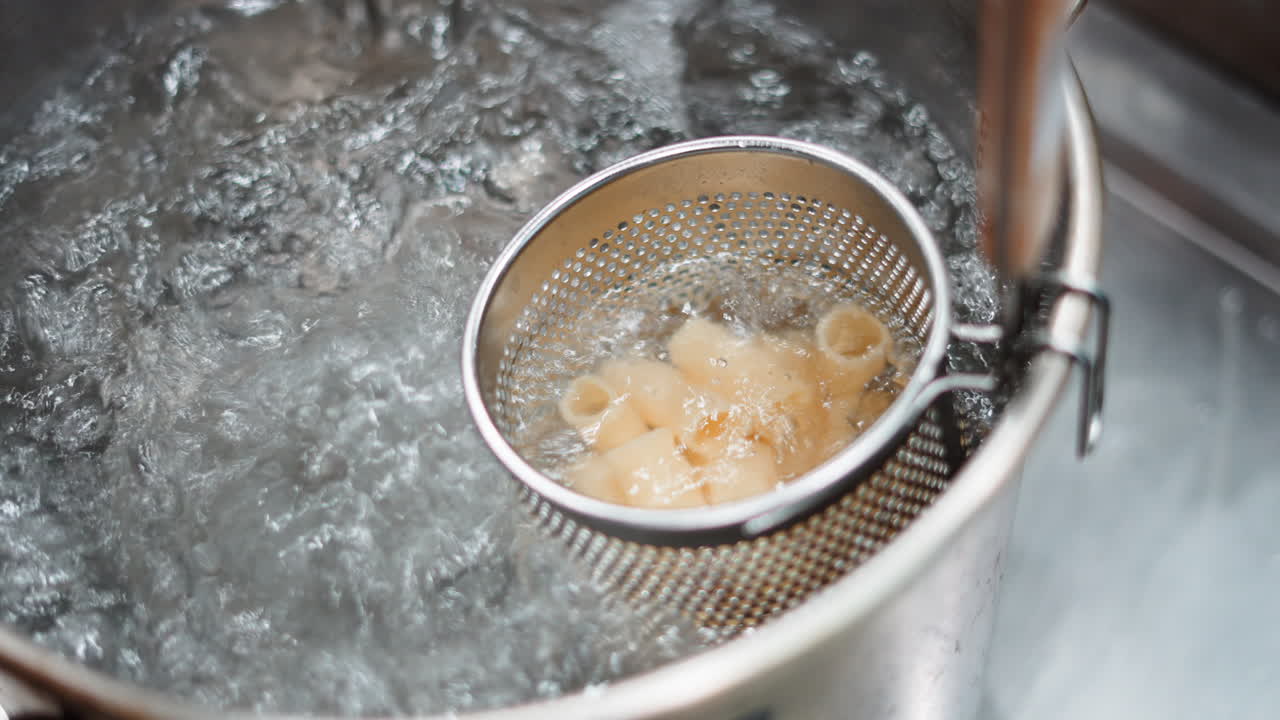 Pasta boiling in a pot