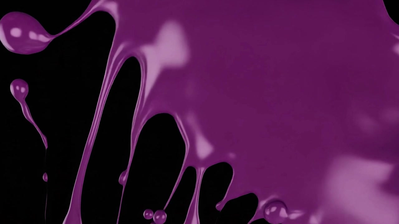 Liquido viola che schizza e gocciola su sfondo nero