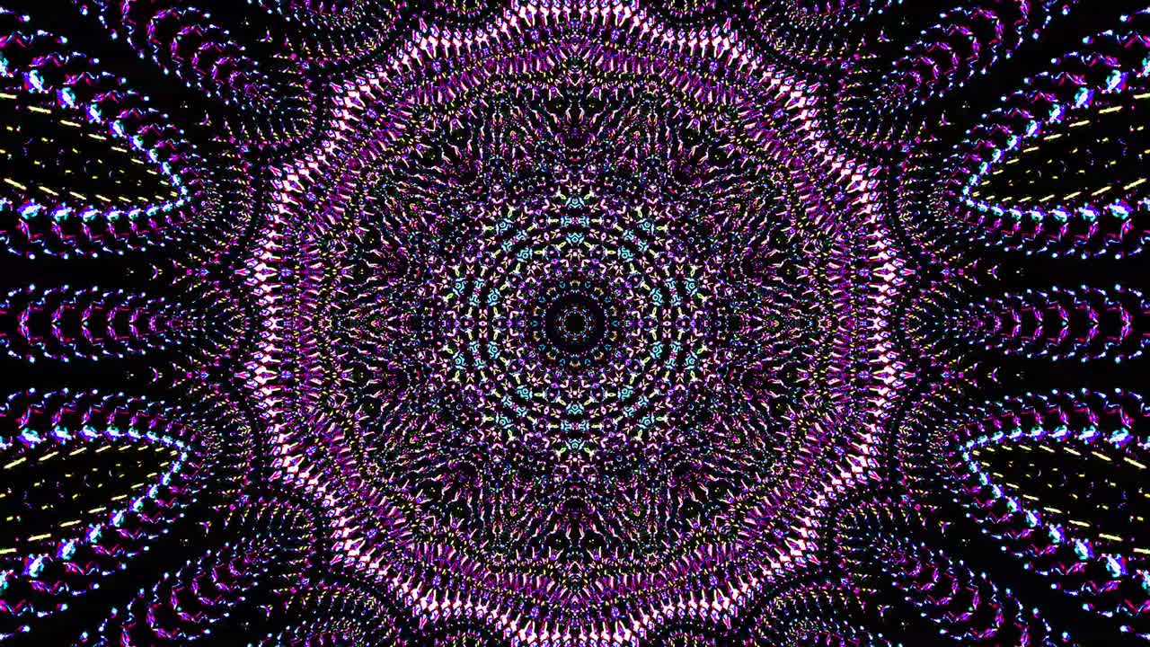 Motivo caleidoscopico astratto con colori vivaci. Mandala magico. 4K