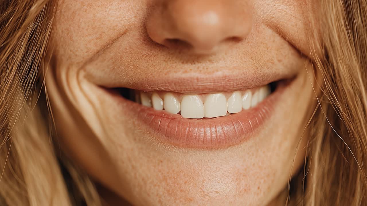 Close-Up of a Joyful Smile: Emphasizing Natural Beauty and Brilliance with Radiant Teeth and Warm Expression for Positive Vibes and Authenticity