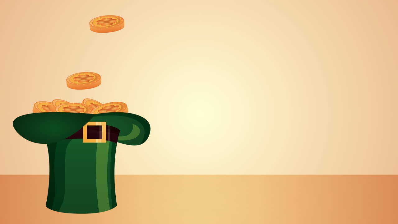 tarjeta animada del día de san patricio con sombrero de elfo