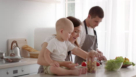 family cooking together