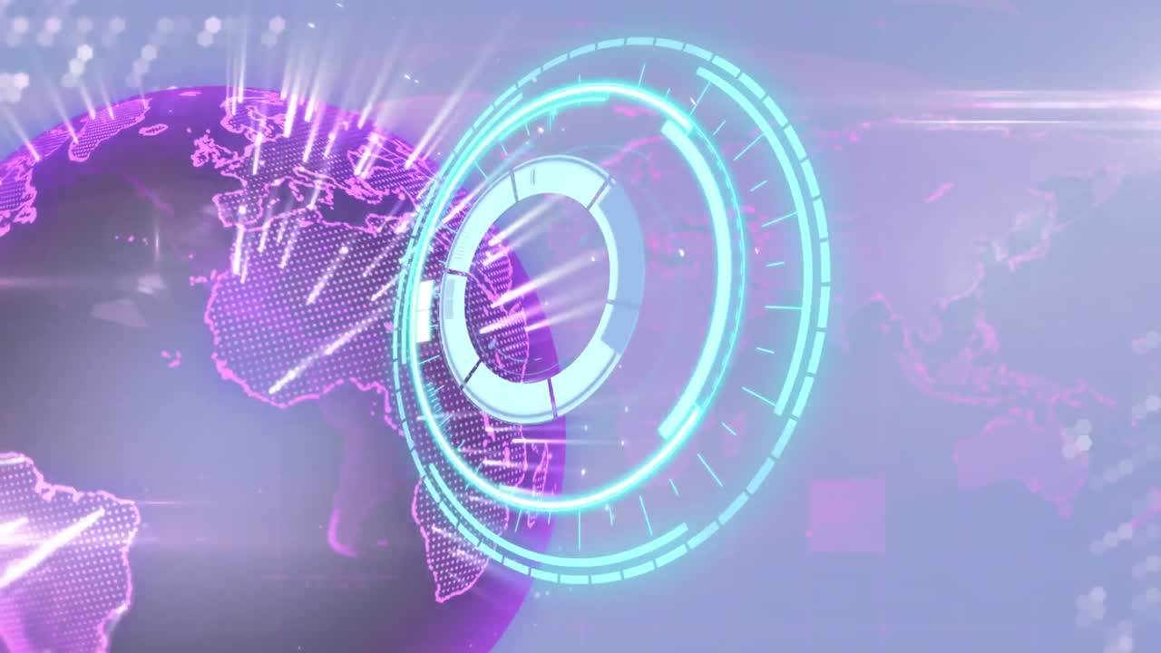 animación del procesamiento de cerraduras seguras sobre una red global rosada brillante sobre un fondo gris