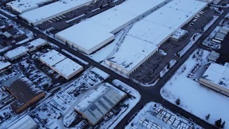 endless prairie horizon viewed from the warehouse district during winter