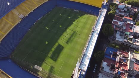 professional soccer players training at bombonera stadium of boca juniors in buenos aires, argentina