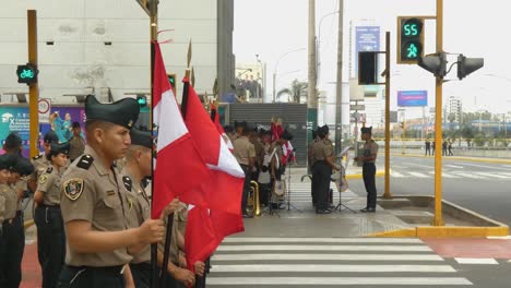 peruvian police and military parade in lima