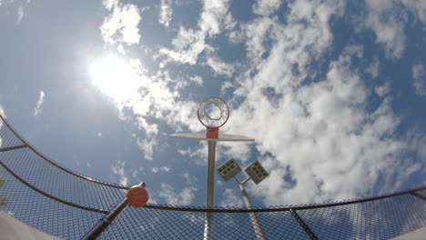 basketball shot unique outdoor court athletics on sunny day in a park