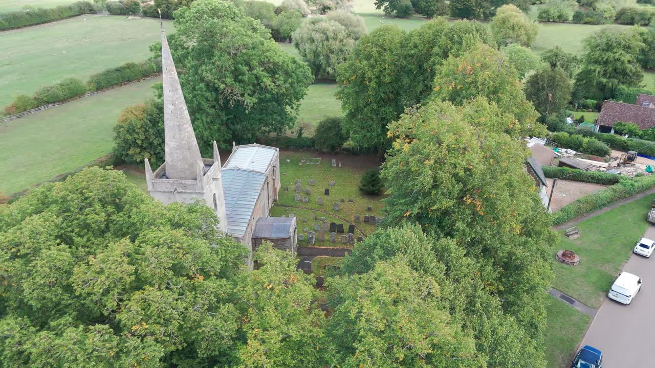 Aerial view of Egleton Church in a lush green Oakham, Rutland setting