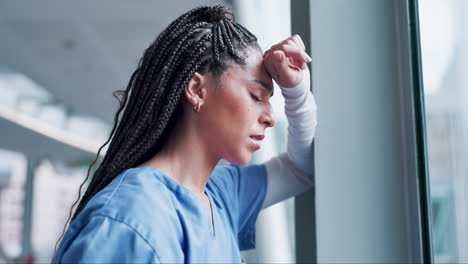 woman, doctor and headache in stress