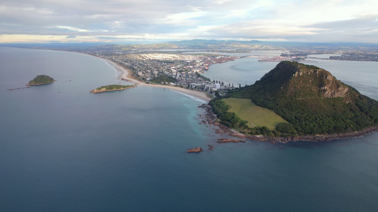 Aerial View of Mount Maunganui and Tauranga Harbour, New Zealand