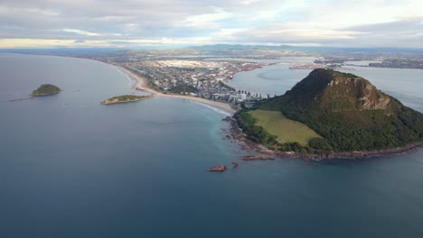 aerial view of mount maunganui and tauranga harbour, new zealand