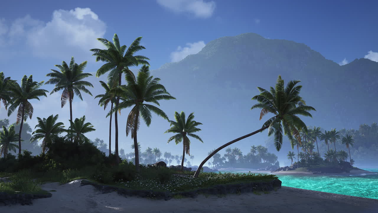 Tropical Paradise Beach with Palm Trees