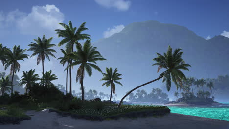 playa de paraíso tropical con palmeras