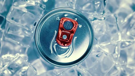 la tapa de la lata de soda de aluminio de refresco con hielo da la vuelta al círculo.