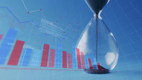 animación de las estadísticas y el procesamiento de datos financieros a través de un reloj de arena