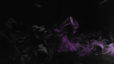 ink water shot color fume cloud purple black mix