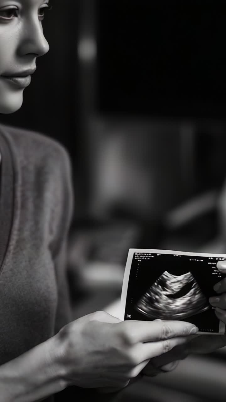 Expecting Joy: A Mother Holds Her Sonogram Photo Reflecting New Life, Hope, and Anticipation of a Child's Arrival in a Soft, Inviting Setting