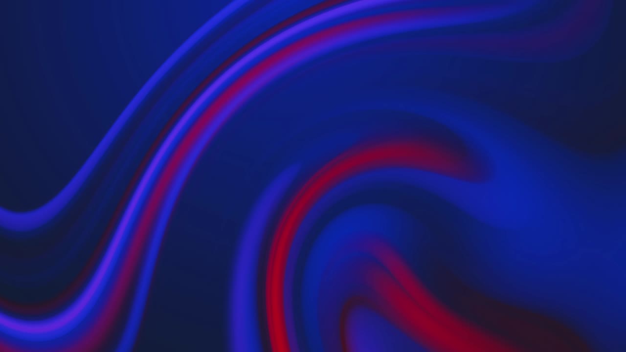 Sfondo in loop continuo con forme curve di pittura sfumata blu, rosa e rossa. Loop di sfondo astratto, scuro e colorato, di tendenza