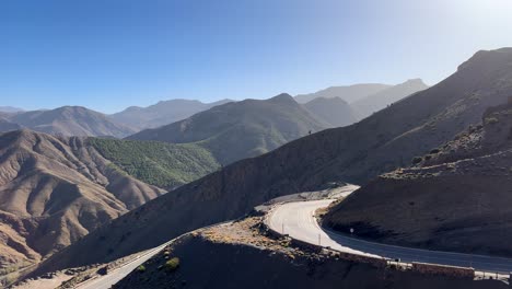 treacherous and dangerous road in the atlas mountain range in africa