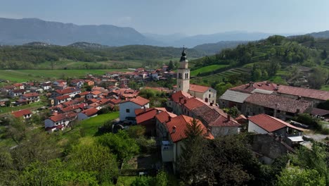 stone houses, medieval hilltop villages, and lush green vineyards in vipava valley