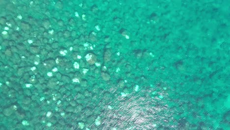 mauritius - flic en flac - bassin vert - top down view on the beach in front of the waterfall