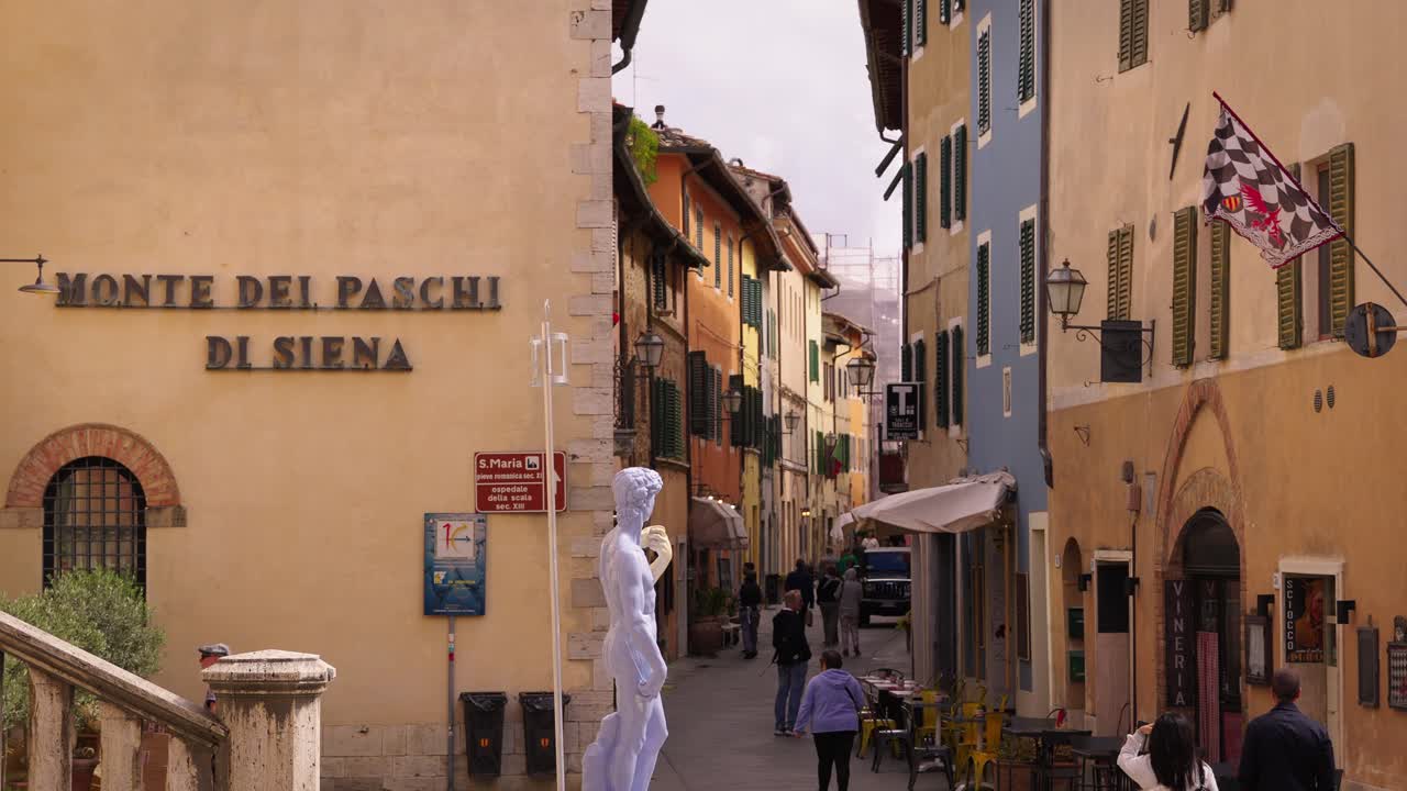 Street in Tuscany Italy Bagno Vignoni touristic Italian village in summer