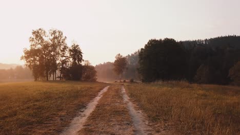 drone shot of peaceful mountain morning scenery