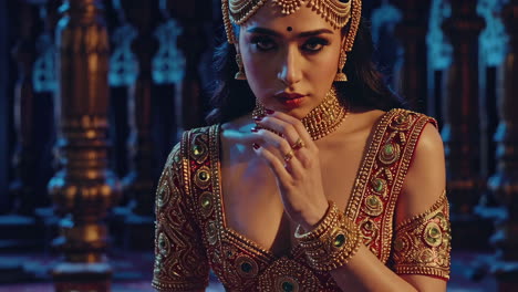 mujer india en traje tradicional