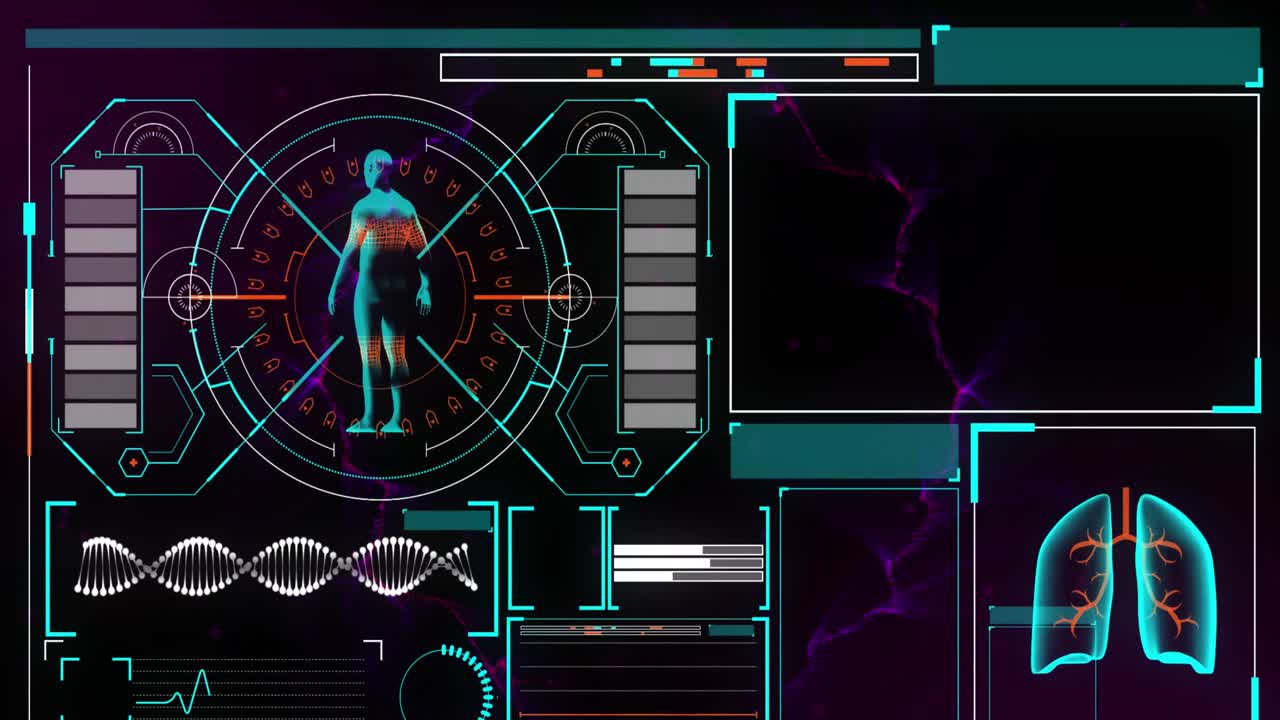 검은색 배경의 모양 위에 데이터 처리의 애니메이션