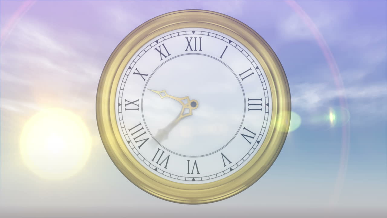 Luna e sole che sorgono e tramontano con un orologio