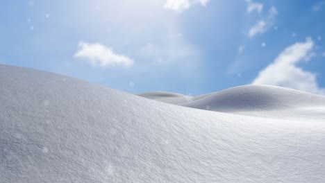 animation of snow falling over winter landscape and sky