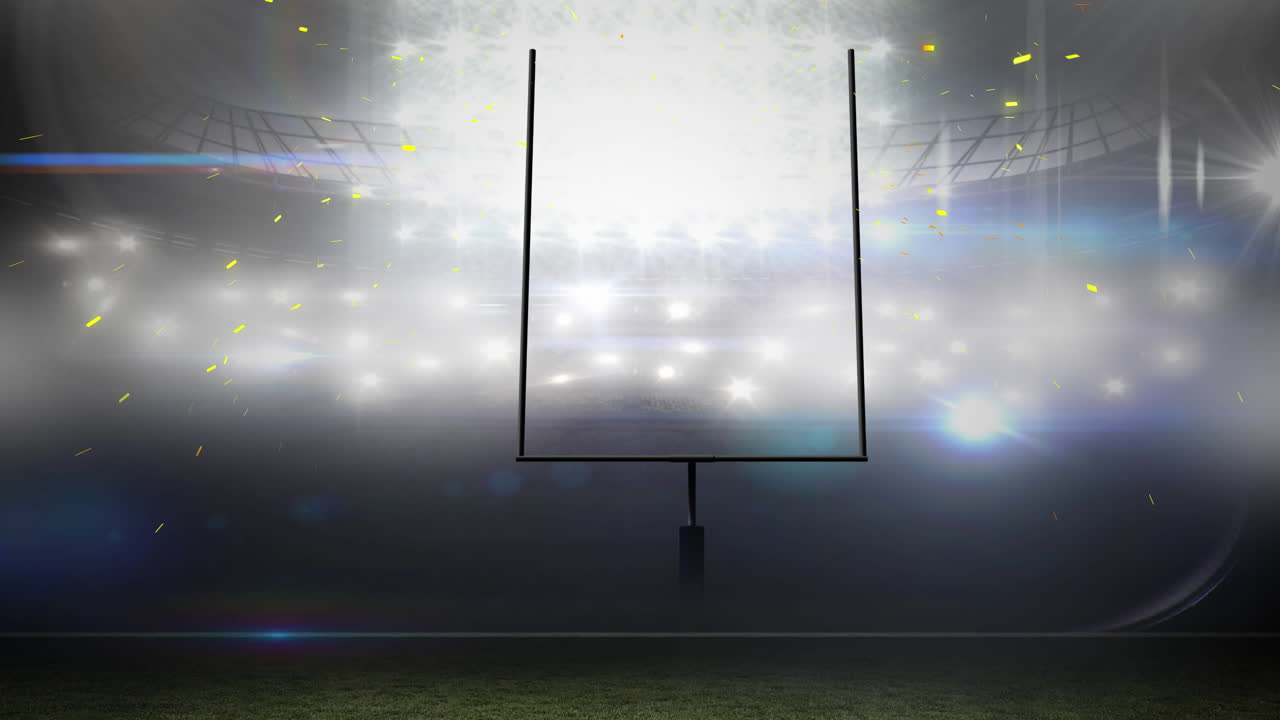 Animasjon av gnister over et amerikansk fotballstadion