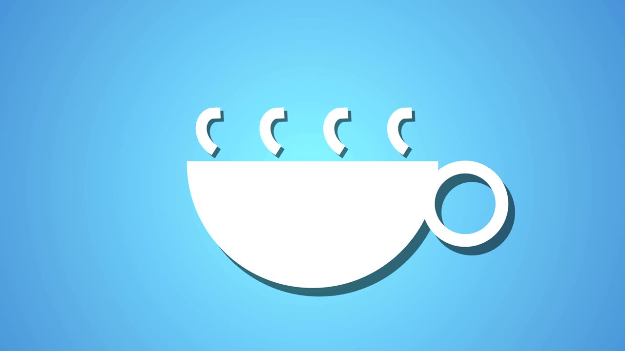 는 뜨거운 음료 커피 차 애니메이션 루프, 배경 파란색