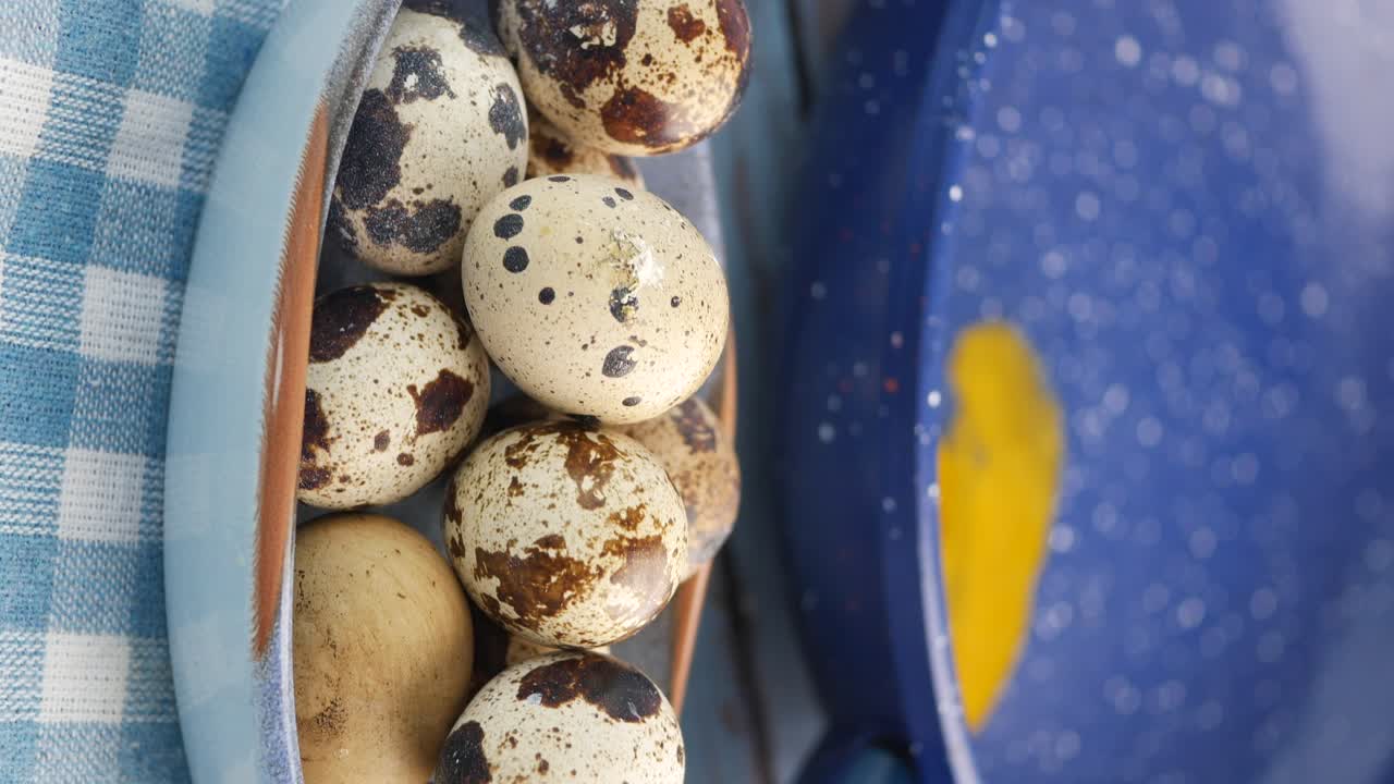 Quail Eggs in a Bowl Ready to Cook