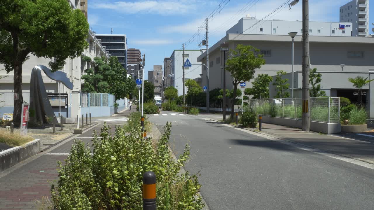 Quiet Residential Street In Kita Ward In Osaka, Japan. - wide shot