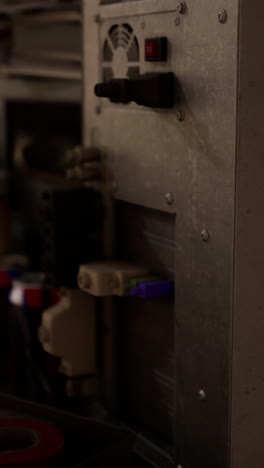 close-up of an electrical panel in a server room