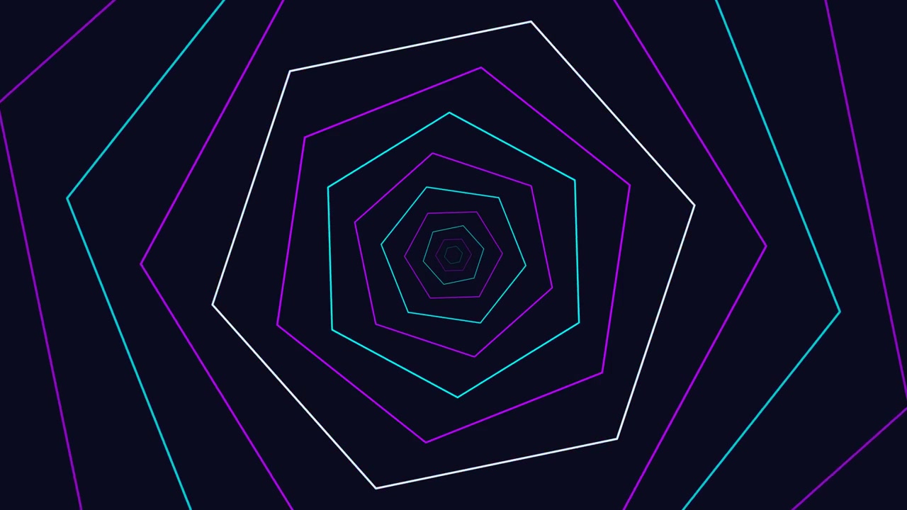 Abstract Neon Hexagon Tunnel Animation