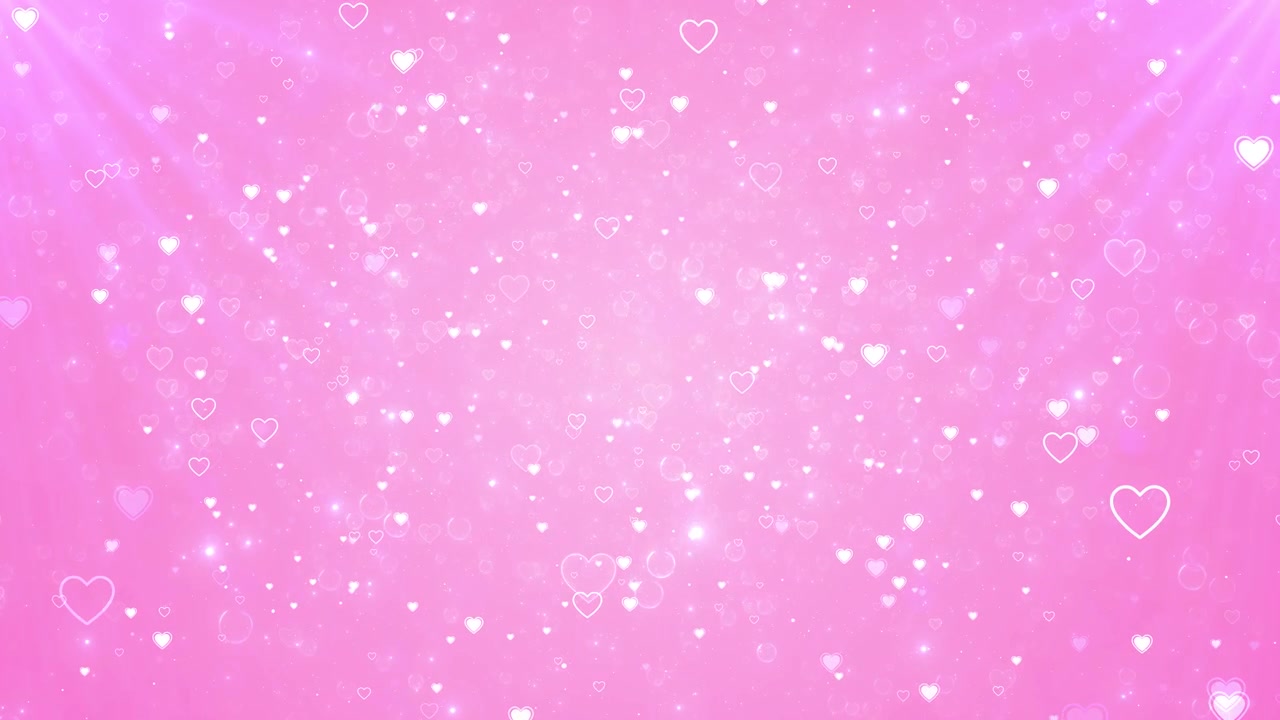 Sfondo bokeh con cuori rosa, cuori luminosi e delicati, bolle fluttuanti, scintille tenui, pastello romantico