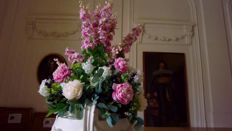 luxurious flower decoration in a baroque castle: a celebration of romance, love, and the beauty of traditional floral arrangements