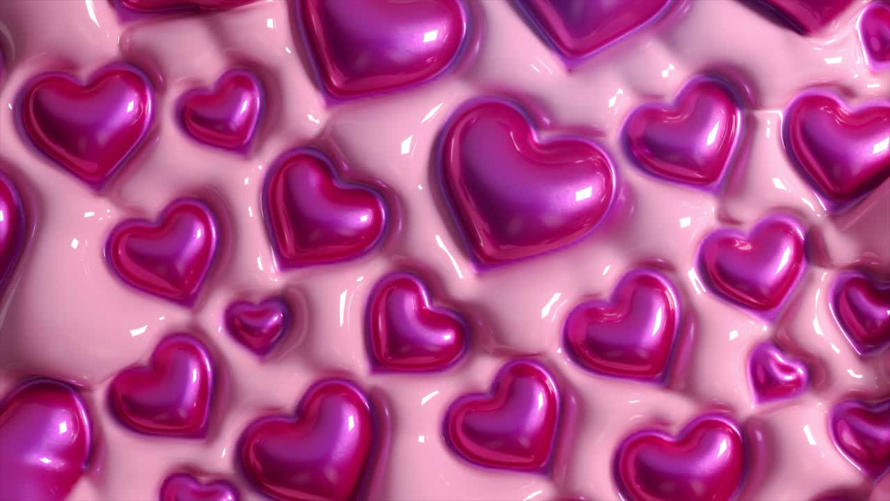 Pink and Purple Glossy Hearts Pattern