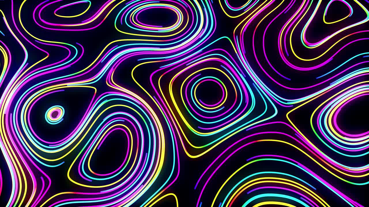 4k abstract bg with growing lines or wires forming curl noise on plane. Concept of abstract computing neural network or ai. Multicolor curved lines on plane. Luma matte as alpha channel.